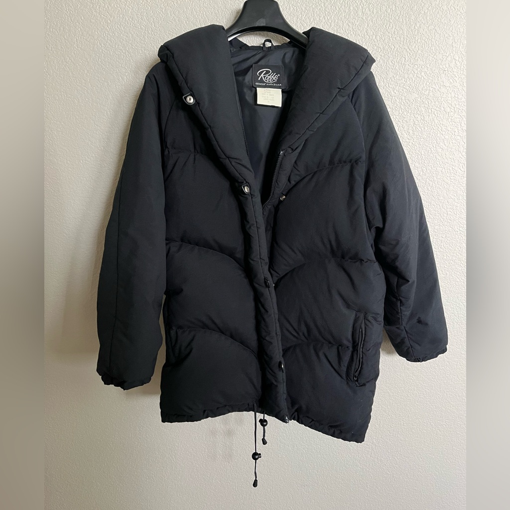 Roffe Down Black Puffer Cocoon Ski Coat
